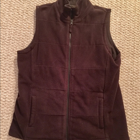 Land's End Zip Front Chocolate Brown Fleece Vest - Picture 3 of 4